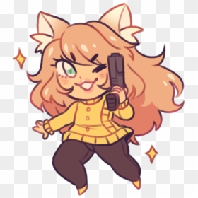 A Catgirl With Fluffy Light Blond Hair In A Yellow - Cartoon, HD Png Download - oni genji png
