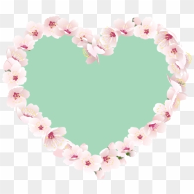 Heart Pink Border Flowers - 10 Years, HD Png Download - flower heart png