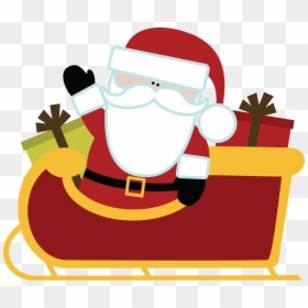 Transparent Santas Sleigh Clipart - Christmas Santa With Sleigh Clipart, HD Png Download - cute santa png
