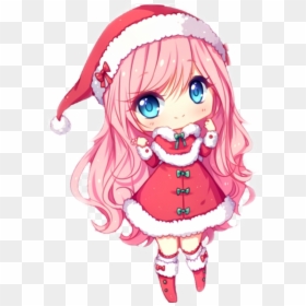 #chibi #anime #santa #pink #red #sticker #cute #use - Chibi Cute Christmas Drawings, HD Png Download - cute santa png