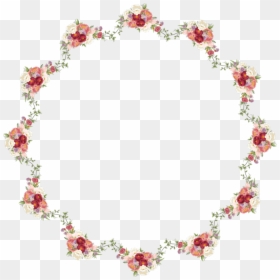 Pink,heart,plant - Watercolor Flowers Circle Frame, HD Png Download - wreath border png