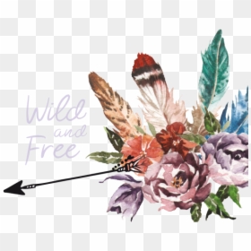Watercolor Boho Chic, HD Png Download - boho feather png