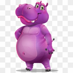 Purple Hippo Cartoon Character - Hippo Cartoon Characters, HD Png Download - hippopotamus png