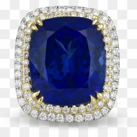 Untreated Cushion-cut Tanzanite Ring, - Diamond, HD Png Download - blue ring png