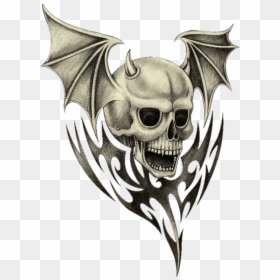 Transparent Evil Skull Clipart - Skull W Wings Drawing, HD Png Download - bone wings png