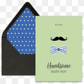 Mustache And Bow Newborn Greeting Card - Polka Dot, HD Png Download - italian mustache png