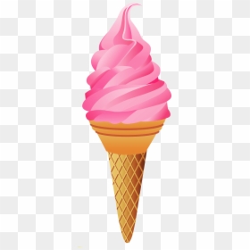 Strawberries Clipart Ice Cream Cone - Transparent Background Ice Cream Png, Png Download - ice cream cone clip art png