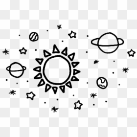 #sticker #sun #planets #stars #doodle #space - Easy Black And White Space Drawings, HD Png Download - sun doodle png