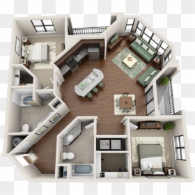 Apartment Floor Plan 3d, HD Png Download - 3d house png
