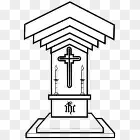 Line Art,area,symbol - Altar Black And White, HD Png Download - church vector png