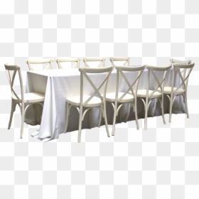 Banquet Table With 10 Vintage White Cross-back Chairs - Kitchen & Dining Room Table, HD Png Download - banquet table png