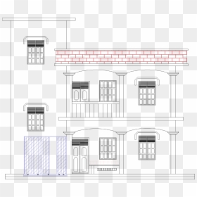 Building Front Elevation - Draw Duplex House, HD Png Download - house blueprint png
