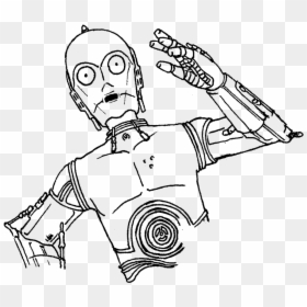 Drawn Star Wars C3po - Star Wars C3po Drawing, HD Png Download - c-3po png