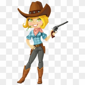 Cowgirl Clipart Singer - Cowgirl Cartoon With Gun, HD Png Download - cowgirl clipart png