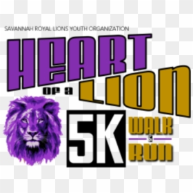Heart Of A Lion 5k Walk & Run - Masai Lion, HD Png Download - royal lion png