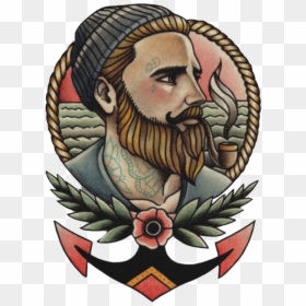 Transparent Tattoo Parlor Clipart - Old School Tattoo Sailor, HD Png Download - old man face png