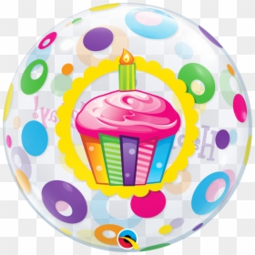 Happy Birthday Cupcake Dots Bubble Balloon 14184 - Happy Birthday Cupcakes, HD Png Download - number one png birthday