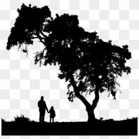 Plant,people In Nature,silhouette - Outline Father And Daughter Silhouette, HD Png Download - branch silhouette png