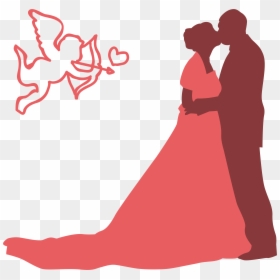 Wedding Silhouette Clip Art - Red Wedding Silhouette, HD Png Download - wedding party silhouette png