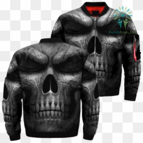 Black Silhouette Skull Over Print Jacket %tag Familyloves - Demon Jacket, HD Png Download - skeleton silhouette png