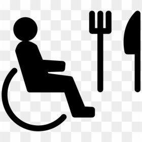 Person On Wheel Chair With Fork And Knife, HD Png Download - chair silhouette png