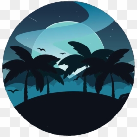 #palmtrees #nightsky #fullmoon #silhouette #island - Silhouette, HD Png Download - island silhouette png