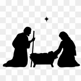 Mary Joseph And Baby Jesus Silhouette, HD Png Download - christmas silhouette png