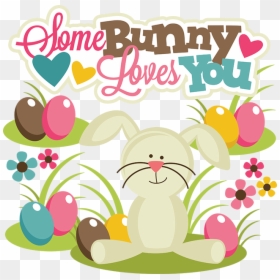 Happy Easter Some Bunny Loves You, HD Png Download - easter bunny silhouette png