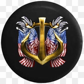 Golden Anchor With Red White & Blue Eagle Wings Rv - Decal, HD Png Download - golden wings png