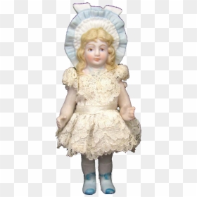 Vintage Shackman All Bisque Doll Molded Bonnet Head - Doll, HD Png Download - vintage doll png