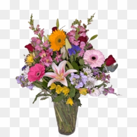 Flower Arrangement For All Occasions With Gerberas, - Bouquet, HD Png Download - stargazer lily png