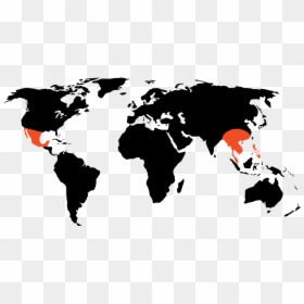 Project Ak-47 Active Regions Around The World - Red World Map Png, Transparent Png - ak 47 silhouette png
