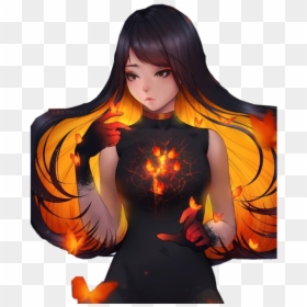 #anime #manga #butterfly #fire #red #orange #freetoedit - Chica De Fuego Anime, HD Png Download - anime fire png
