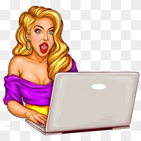 Girl Working On Laptop Png Image Free Download Searchpng - Girl Using Laptop Images Png, Transparent Png - laptop clip art png