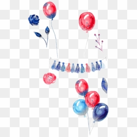 #watercolor #balloons #tassles #flowers #garland #redwhiteandblue - Balloon, HD Png Download - watercolor balloons png