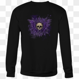 Crewneck Sweatshirt Winged Skull Gothic Shirt For Men - Long-sleeved T-shirt, HD Png Download - gothic skull png