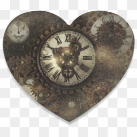 Vintage Steampunk Clocks Heart Coaster - Badge, HD Png Download - steampunk heart png