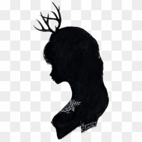 #antlers #sideprofile #blackandwhite #black #white - Charmaine Olivia Silhouettes, HD Png Download - reindeer antlers png tumblr