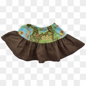 Brown Linen Cotton Print Ruffle Skirt - Miniskirt, HD Png Download - ruffle png