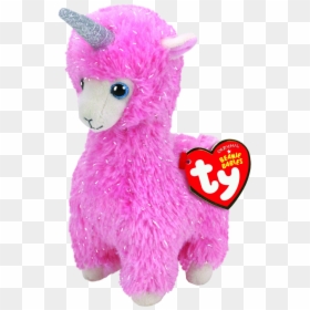 Lana The Pink Llama With Horn Regular Beanie Babies"  - Ty Toys, HD Png Download - llama head png