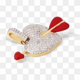 10k Yellow Gold Bubble Arrow Heart - Body Jewelry, HD Png Download - heart and arrow png