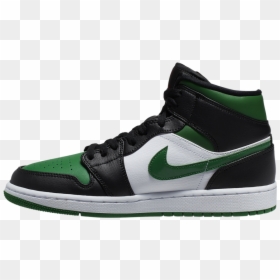 Air Jordan Mens 1 Mid, HD Png Download - green swoosh png