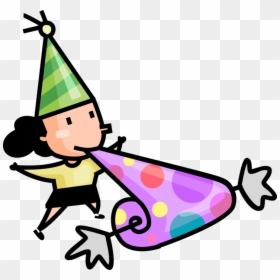 Vector Illustration Of Birthday Girl Has Fun At Birthday - Vector Graphics, HD Png Download - party noise maker png