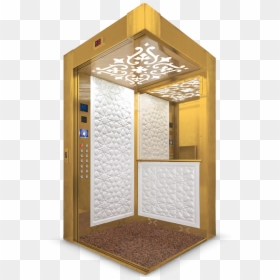 Akyollar Lift Makina - Sari Paslanmaz Asansor Kabin, HD Png Download - elevator doors png