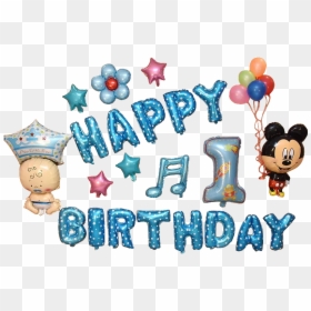 Happy Birthday Logo With Mickey Mouse, HD Png Download - mickey mouse balloons png