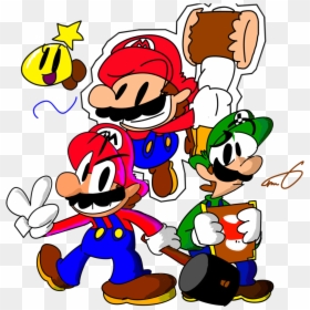 Luigi Clipart Paper Mario - Mario & Luigi Paper Jam Fanart, HD Png Download - cartoon paper png
