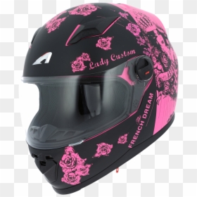 Full Face Pink & Black Helmet, HD Png Download - skull helmet png