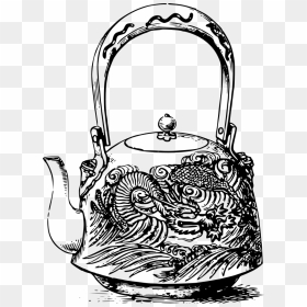 Line Art,cookware And Bakeware,monochrome Photography - Tea Pot Clip Art, HD Png Download - teacup drawing png