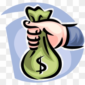 Vector Illustration Of Hand Holds Bag Of Cash Money - Hand Holding Money Bag Png, Transparent Png - bag of cash png