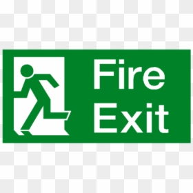 Fire Exit Left Sticker - Transparent Fire Exit Logo, HD Png Download - green street sign png